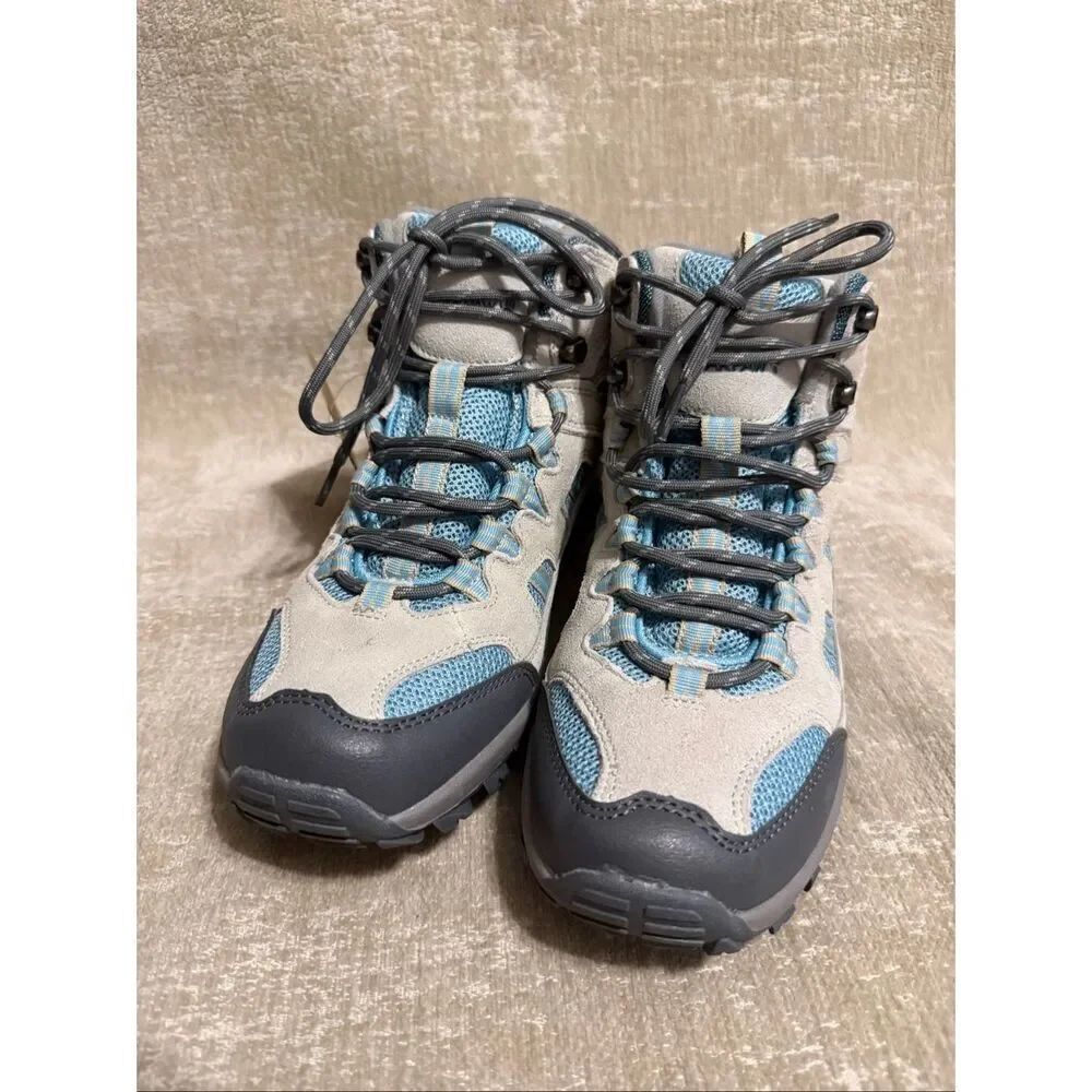 NWT BEARPAW Women's Ridgewood Suede Lace Up Mid Hiker Boots Blue White Size 8